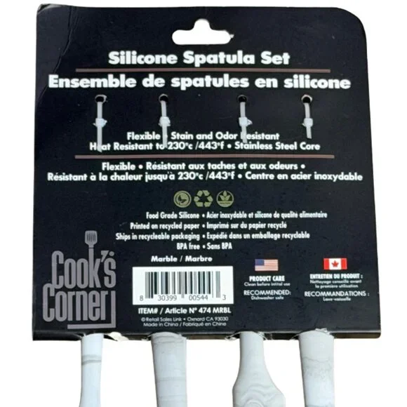 Marble Style Silicone Spatula Set 4pc Kitchen Cooking Utensils Heat Resistant - Picture 4 of 6